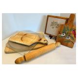 Painted Cutting Boards & Rolling Pin Mixed Lot