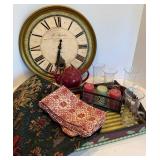 Timeworks by Uttermost Wall Clock, Irish Coffee Glasses, Candles, Napkins & Tray