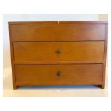 Wooden Jewelry Storage Box With Glass Top, Drawers & Compartmented Interior