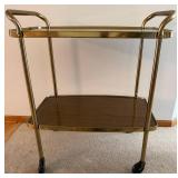 Vintage Brass Finish Bar Cart 28 X 17 X 32 in