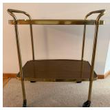 Vintage Brass Finish Bar Cart 28 X 17 X 32 in