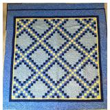Handmade Blue & Gold Patchwork Quilt