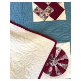 Handmade Patchwork Quilt - Blue and Wine