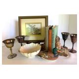 Lenox Bowl, Valero Goblets & Duck Decor Mixed Lot