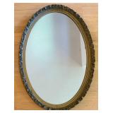 Mixed Lot: Framed Wall Art, Oval Mirror & Round Clock