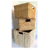 Woven Storage Basket Set (Lot of 3)