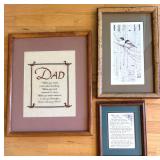 Framed Cross Stitch Wall Art Set of 3