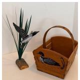 Benson Baskets & Benches Loon Basket With Loon Artwork