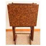 Wooden TV Tray Tables With Stand Set of 3