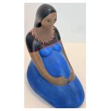 Signed Roundstone Candle Holders & Cloth Doll and Figurine (Lot of 4)