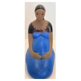 Signed Roundstone Candle Holders & Cloth Doll and Figurine (Lot of 4)