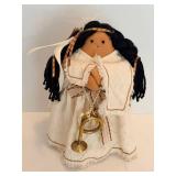 Signed Roundstone Candle Holders & Cloth Doll and Figurine (Lot of 4)