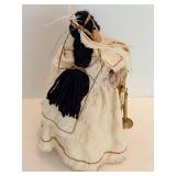 Signed Roundstone Candle Holders & Cloth Doll and Figurine (Lot of 4)