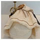 Signed Roundstone Candle Holders & Cloth Doll and Figurine (Lot of 4)