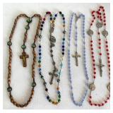 Four Rosaries & Covered Glass Jar Mixed Lot
