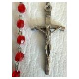 Four Rosaries & Covered Glass Jar Mixed Lot