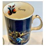 Scandinavian Mixed Lot: Glass Pedestal Bowl Stand, Norway Mugs & Decorative Tile