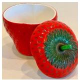 Vintage Hazel Atlas Strawberry Lidded Glass Dish & Fenton Glass Shoe