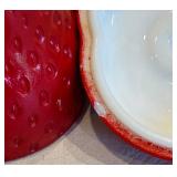 Vintage Hazel Atlas Strawberry Lidded Glass Dish & Fenton Glass Shoe