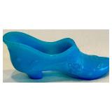 Vintage Hazel Atlas Strawberry Lidded Glass Dish & Fenton Glass Shoe