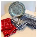 Assorted Cloth Napkins & U.S. Bicentennial Plate Mixed Lot