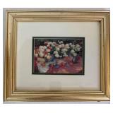 Mixed Lot: Floral China Dishes including Belleek & Framed Still Life Art
