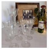 Wine Wall Art, Lighted Wine Bottle & 9 Patterned Wine Glasses