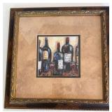 Wine Wall Art, Lighted Wine Bottle & 9 Patterned Wine Glasses