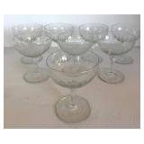 Vintage Etched Coupe Glasses Set of 8