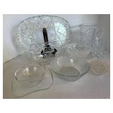 Clear Pressed Glass Serving Pieces Mixed Lot