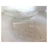 Clear Pressed Glass Serving Pieces Mixed Lot