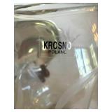 Krosno Poland Glass Vase & Holland Boone Polished Pewter Rabbit Vase