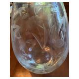Krosno Poland Glass Vase & Holland Boone Polished Pewter Rabbit Vase