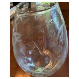Krosno Poland Glass Vase & Holland Boone Polished Pewter Rabbit Vase