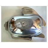 Krosno Poland Glass Vase & Holland Boone Polished Pewter Rabbit Vase