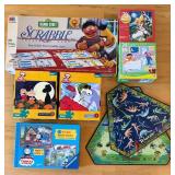 Sesame Street Scrabble, Peanuts Puzzles & Triazzle Puzzle Mixed Lot