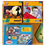 Sesame Street Scrabble, Peanuts Puzzles & Triazzle Puzzle Mixed Lot