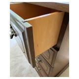 Wooden Sewing Machine Cabinet Table With Fold-Out Leaf & Drawers