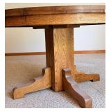 Oak Dining Table Set With 5 Chairs & 4 Cushions