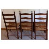 Oak Dining Table Set With 5 Chairs & 4 Cushions