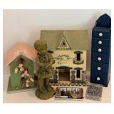 Handmade Decorative House, Drawer Tower & Figurine Mixed Lot