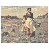 Vintage Framed Rural Landscape Painting