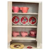Horsman Doll Cabinet Display With Doll, Dish Set & Toy Cookware
