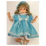 Horsman Doll Cabinet Display With Doll, Dish Set & Toy Cookware