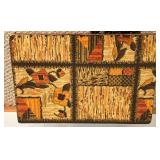 Rustic Wooden Table With Patchwork Upholstered Top