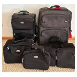 Black 5 Piece Luggage Set including Samsonite
