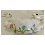 Easter Plush and Basket Mixed Lot With Ceramic Bunny Bowl