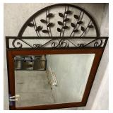 Decorative Wall Mirror With Metal Leaf Accent