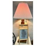 Vintage National Washboard Co. No. 703 Lingerie Washboard & Wooden Lamp Mixed Lot