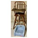 Vintage Wooden Highchair With Little Tikes Booster Seat